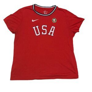 Women’s The Nike Tee USA, Red, White, &Blue; The Olympic Rings, Supersoft SZ XL